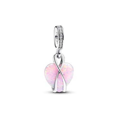 Pandora - Mom heart sterling silver dangle with pink lab-created opal and clear cubic zirconia - Pandora en promo